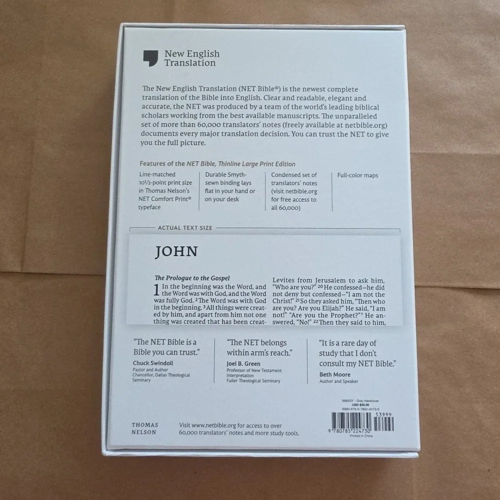 Net Bible Thinline Large Print Cloth over Board Gray BRAND NEW in Shrink Wrap!!!